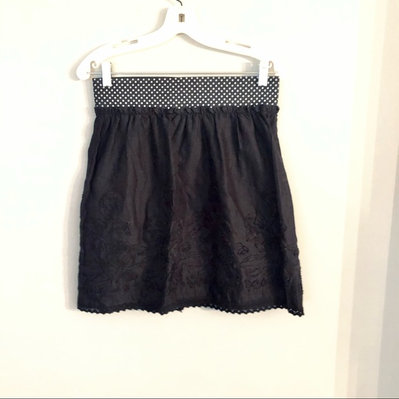 Speechless Black Embroidered Skirt with Polka Dot waistband Small - Picture 7 of 7